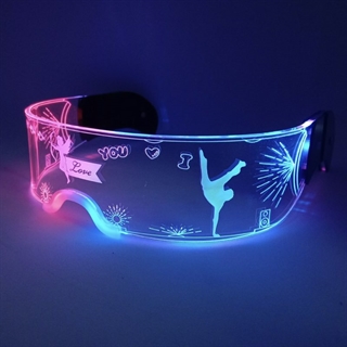 Mode LED brille med farverige lys - Dans